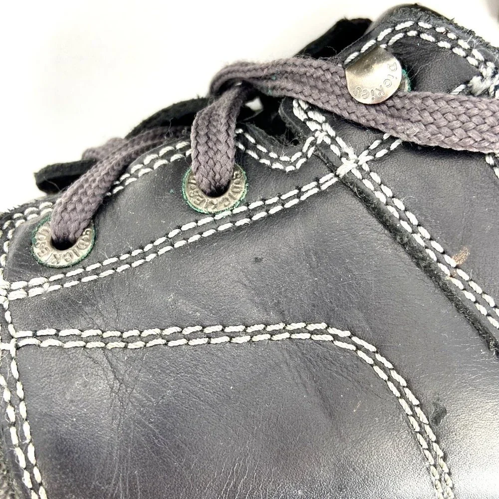 VTG Dickies Leather Lug Sole Shoes Black Womens Size 7 Genuine Grunge Speed Lace - Picture 11 of 16